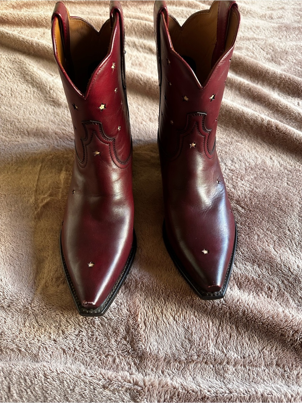 Presidio Short Ranch Road star women's cowboy boots size 9.5 burgundy wine color - Picture 8 of 14